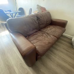 Brown Leather Loveseat