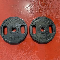 Olympic 2 Inch Iron Grip Gym Plates 35.lbs X 2 