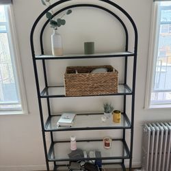  Arched Glass Black Bookcase / Display Shelf 