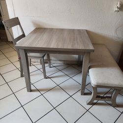 Kitchen Table, Bench, One Chair 