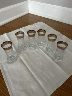 Vintage Gold Trim Etched Glasses