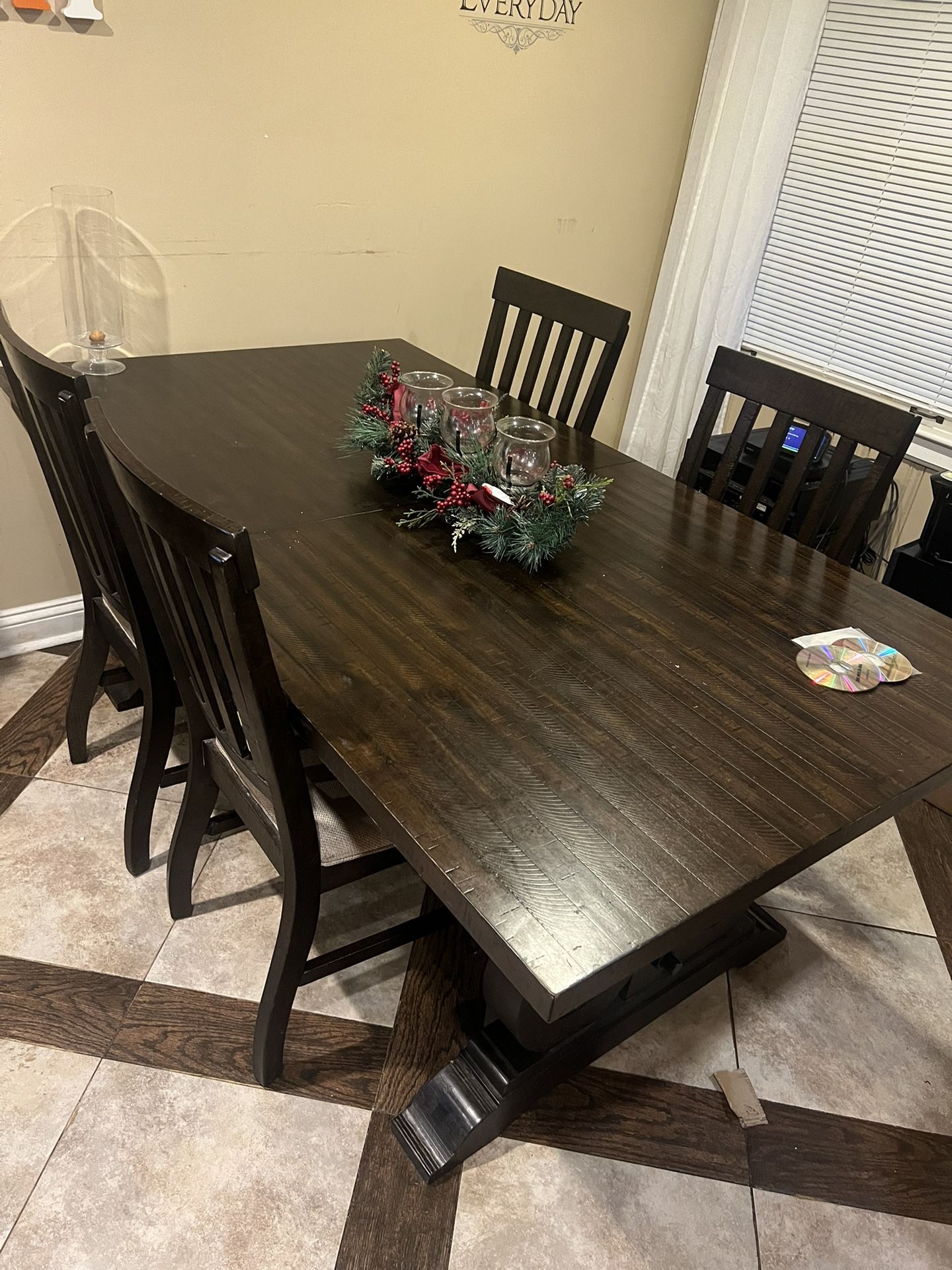 Dining Table And Heavy Duty Bar Cabinet Combo