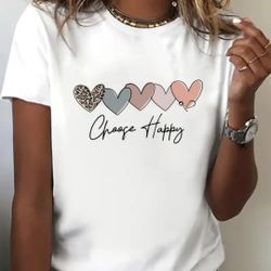 Women's Clothing. Short Sleeve. Choose Happy Blouse. Tshirt. Blusa