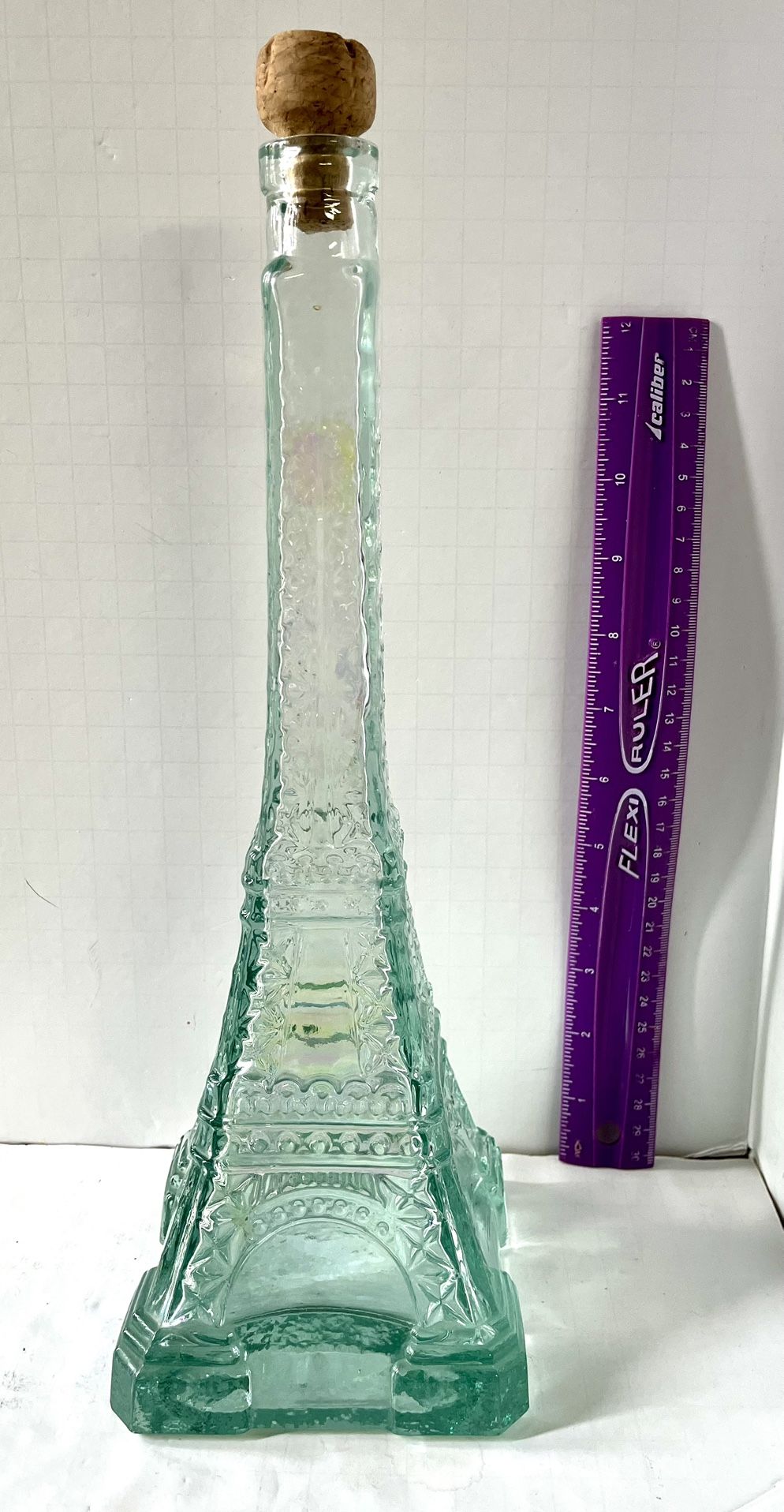 Eiffel Tower Iridescent Glass Bottle 13 Inches