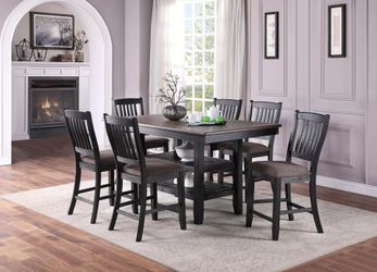 Brand New Black & Brown 7pc Counter Height Dining Table Set