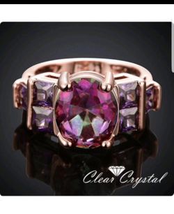 Rose Plated Rainbow Topaz Ring New Size 7