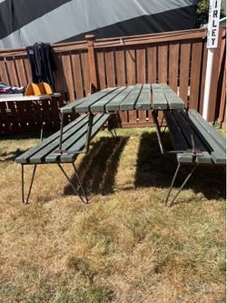 Vintage Folding Beer Garden Picnic Table & Benches – 72” Set