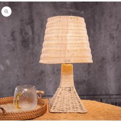 Modern Boho Rattan Table Lamp Woven bedside Light