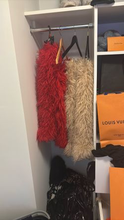 Red or tan THIGH HIGH FLUFFY BOOTS 6