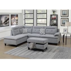 Gorgeous 3 Piece Sectional and Ottoman with Storage