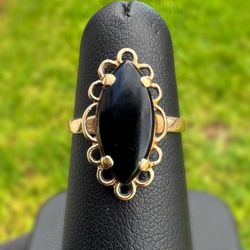 Jewelry Antique 10k solid yellow gold onyx stone 3.00CT ring sz 7.00
