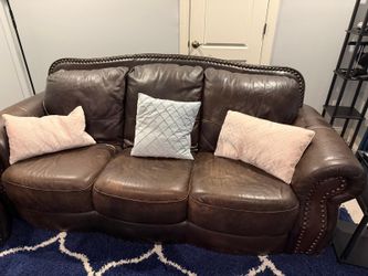 Leather sofa - Italian Leather 2 sofas, chair and ottoman. Living room set genuine top grain leather