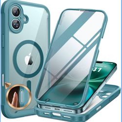 Miracase for iPhone 16 Case 6.1'', [Bubble Free] Full-Body Bumper Phone case with Built-in Full Glass Screen &Lens Protector,No Gap,Compatible with Ma