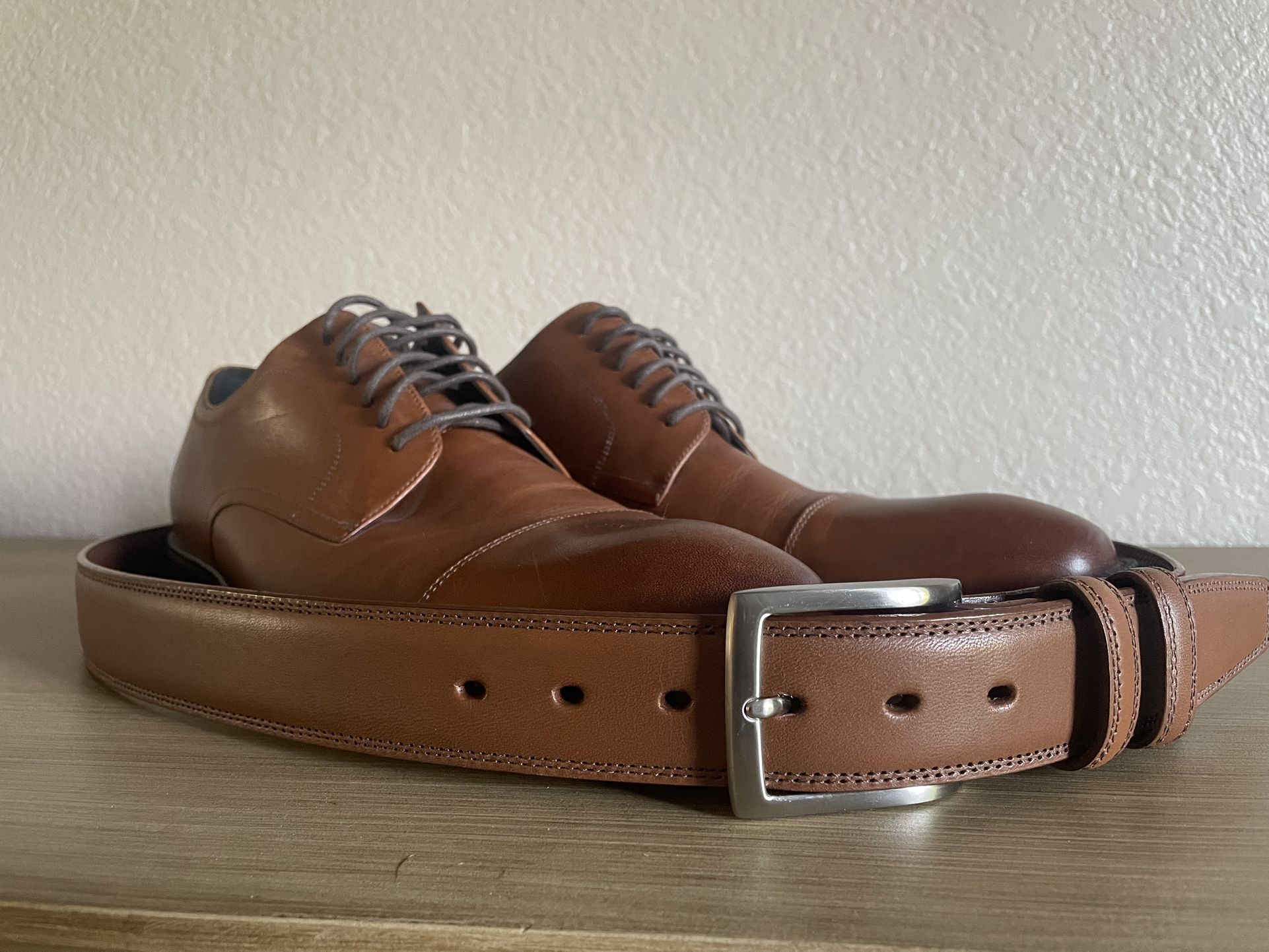 Cole Haan Brown Oxford Dress Shoes With Matching Brown Belt