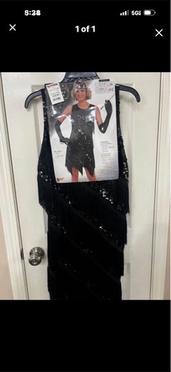 Black Sequin Flapper Halloween Costume Dress