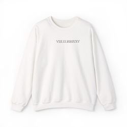 Embroidered Custom Roman Numeral Date Couple Crewneck Sweatshirt