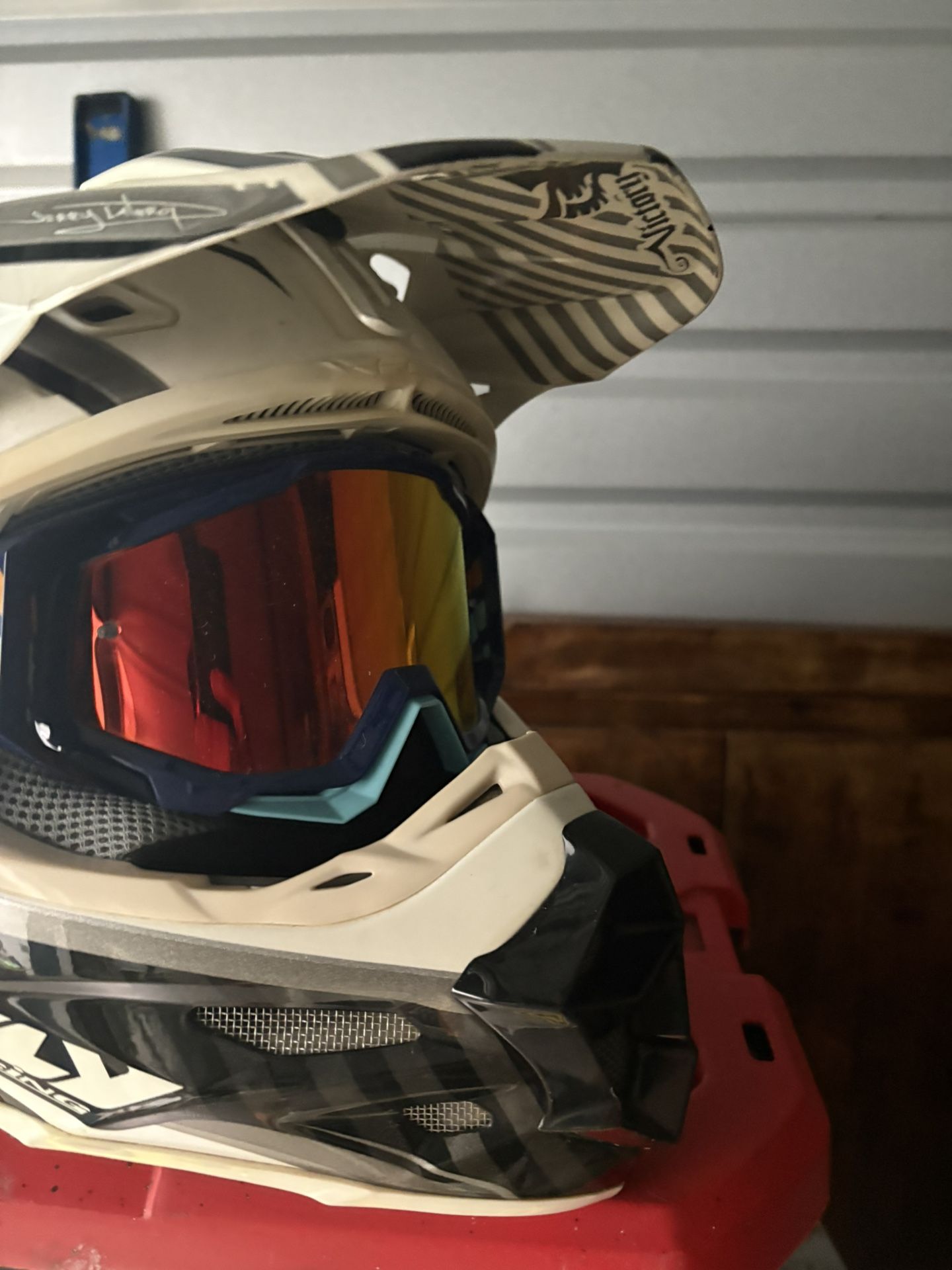 fly racing dirt bike helmet with goggles