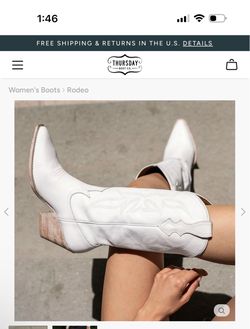 Women’s Thursday Rodeo white leather boots 8.5