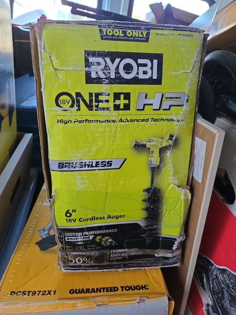 RYOBY 18V ONE +HP HIGH PERFORMANCE BRUSHLESS 6" CORDLESS AUGER NEW (TOOL ONLY) 