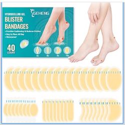 Hydrocolloid Gel Blister Bandages for Feet, Waterproof Adhesive Heel Protectors, Toe, Ball of Foot, Bunion Pain Relief, Long-Lasting Blister Cushions 