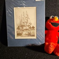 Vintage 1980 Signed by Artist J A Kendall Tall Ship Collection "GUAYAS" 8x10 Matted Print Rare!