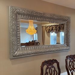 Large Ornate Silver Framed Wall Mirror
