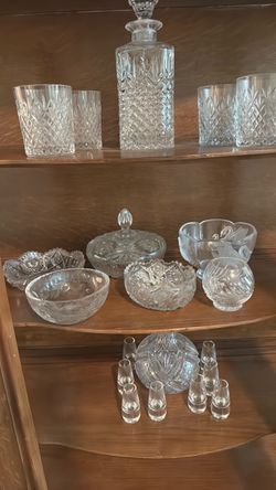 Grouping of Cut Crystal Glass Serving Bowl