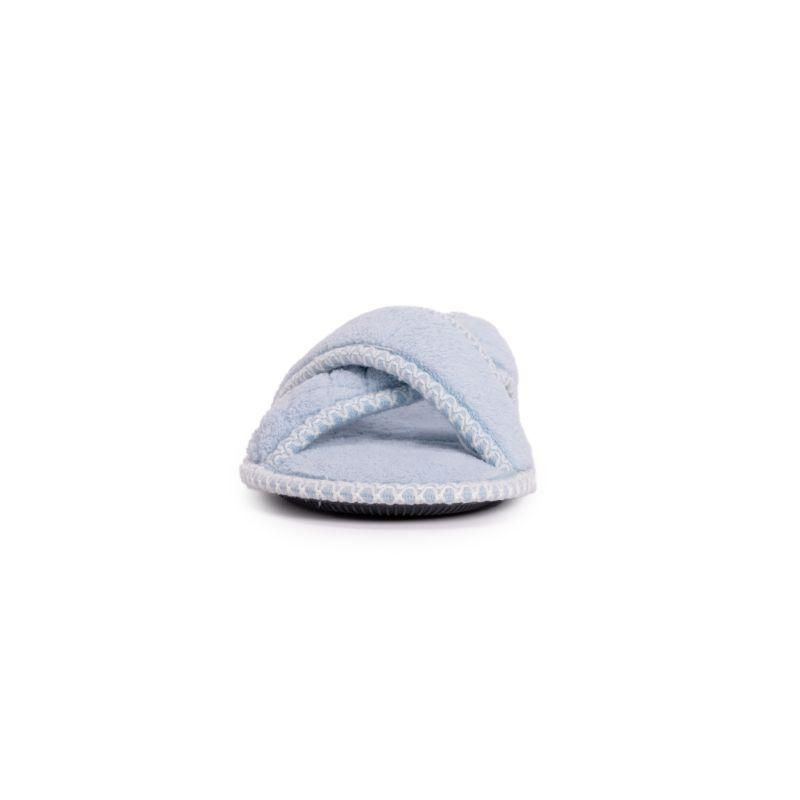 Muk Luks Women's Ada Crossband Slipper, Freesia Blue, L (9-10)