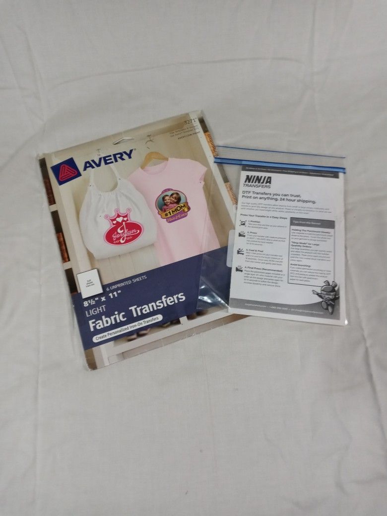 Avery Fabric Iron-On Transfers Sheets Kit/ Ninja Transfers *Bundle*