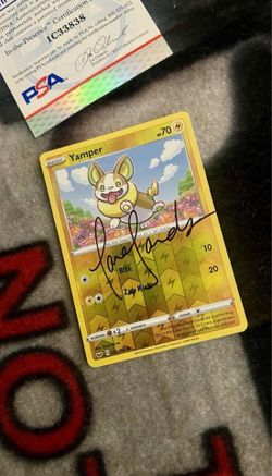 Pokémon Sword And Shield Yamper #74/202 Reverse Holo Common card signed Tara San