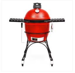 Classic Joe II 18 in. Charcoal Grill in Red with Cart, Side Shelves, Grate Gripper, and Ash Tool
