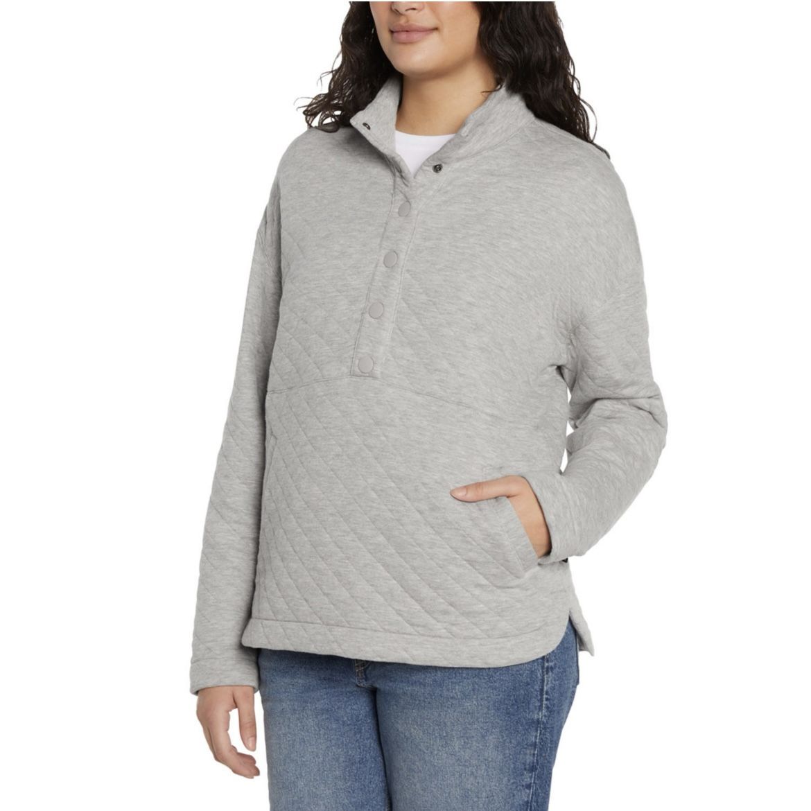 🩶 EDDIE BAUER • Gray Quilted Pullover