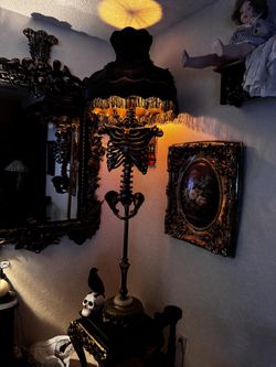 Gothic Victorian Style Skeleton Lamp With Vintage shade