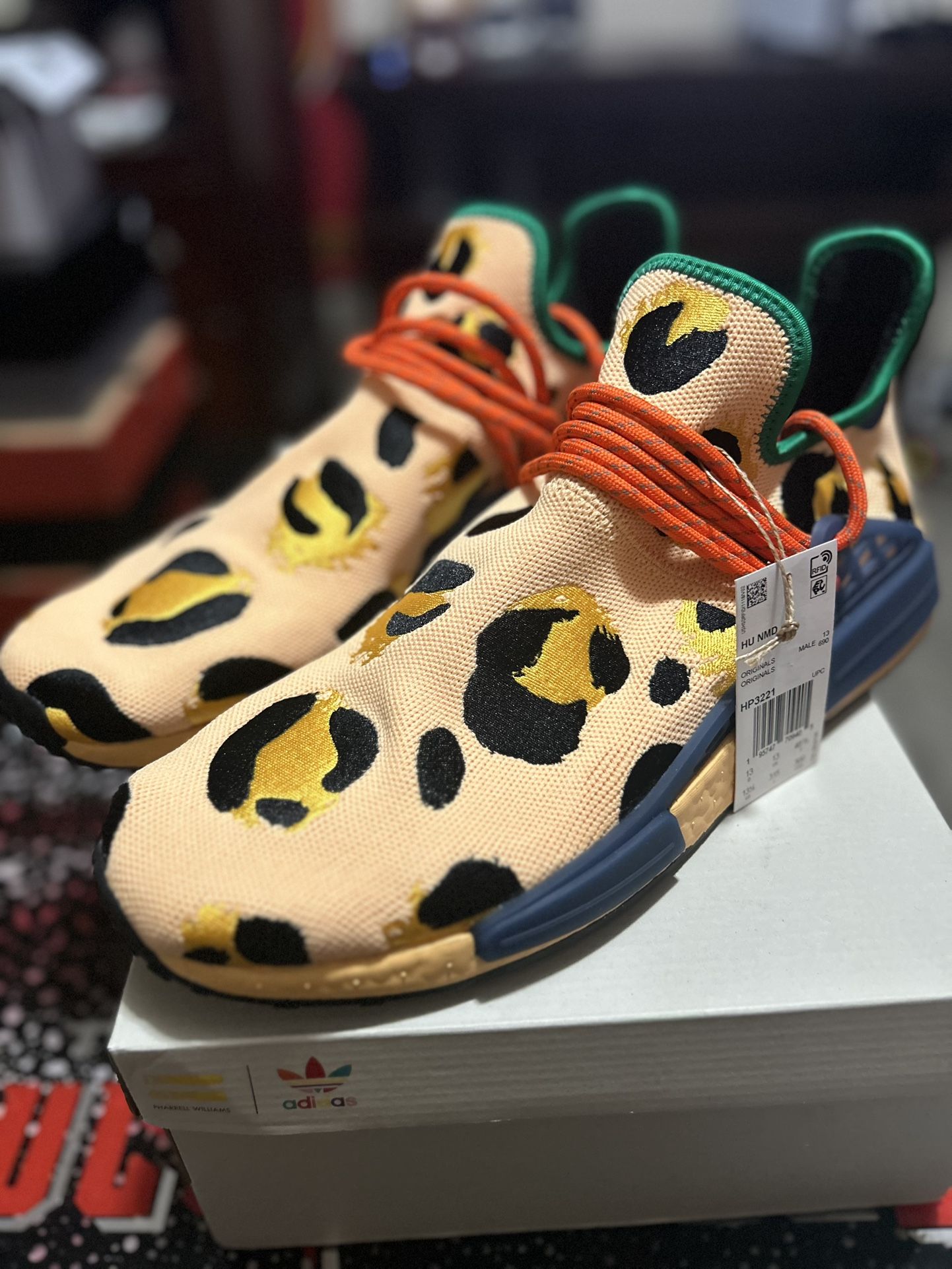 Adidas Pharrell X NMD Human Race 'Animal Print - Pulse Amber' HP3221 Size 13.5