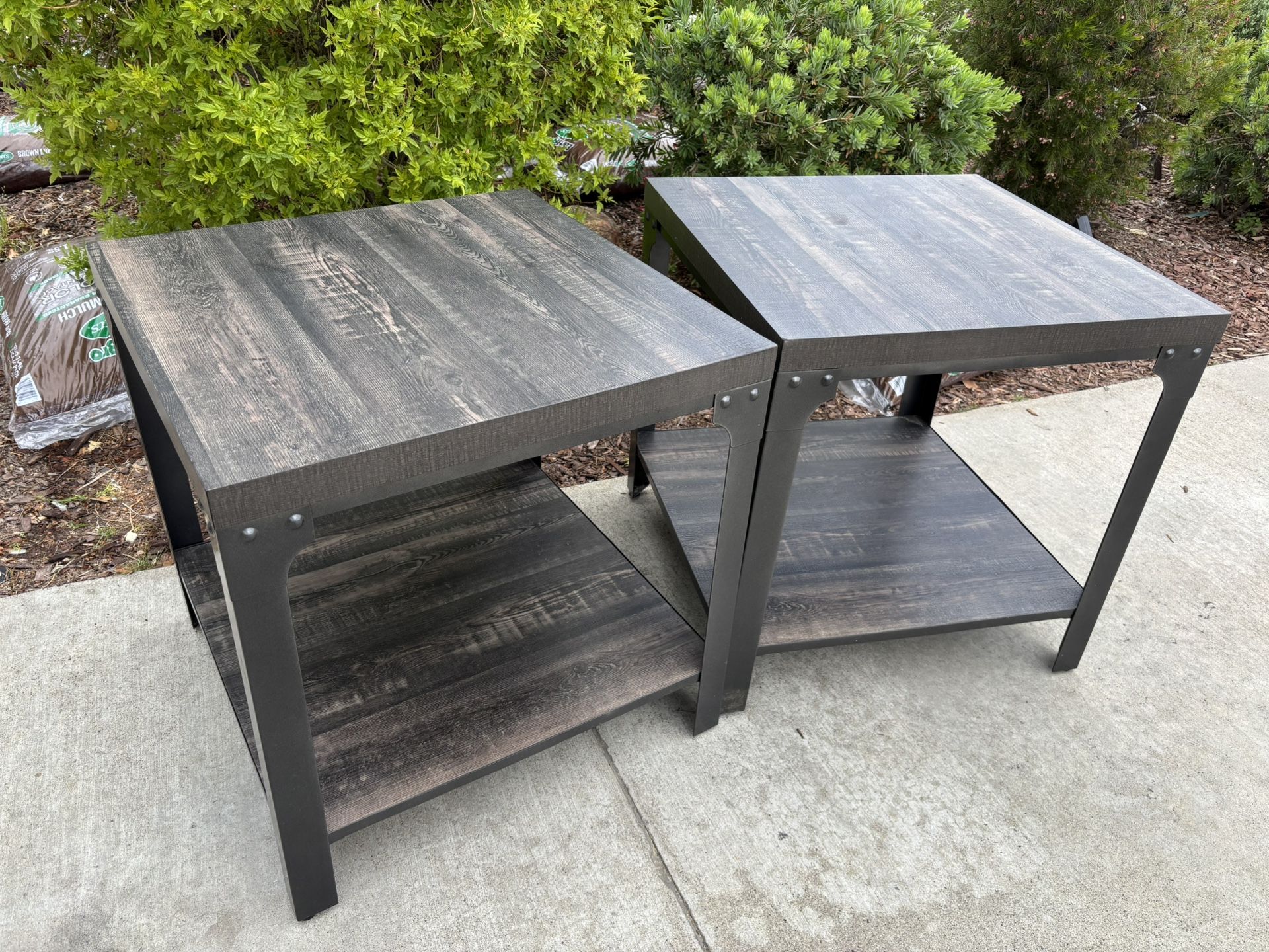 Gray Nightstand End Tables Furniture Set Great Condition