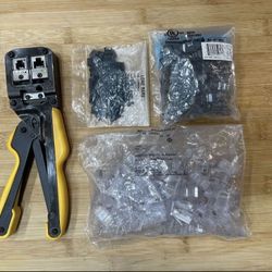 Ethernet And Phone RJ45 Rj11 Crimping Tool Plus 150 Compression Tips Kit