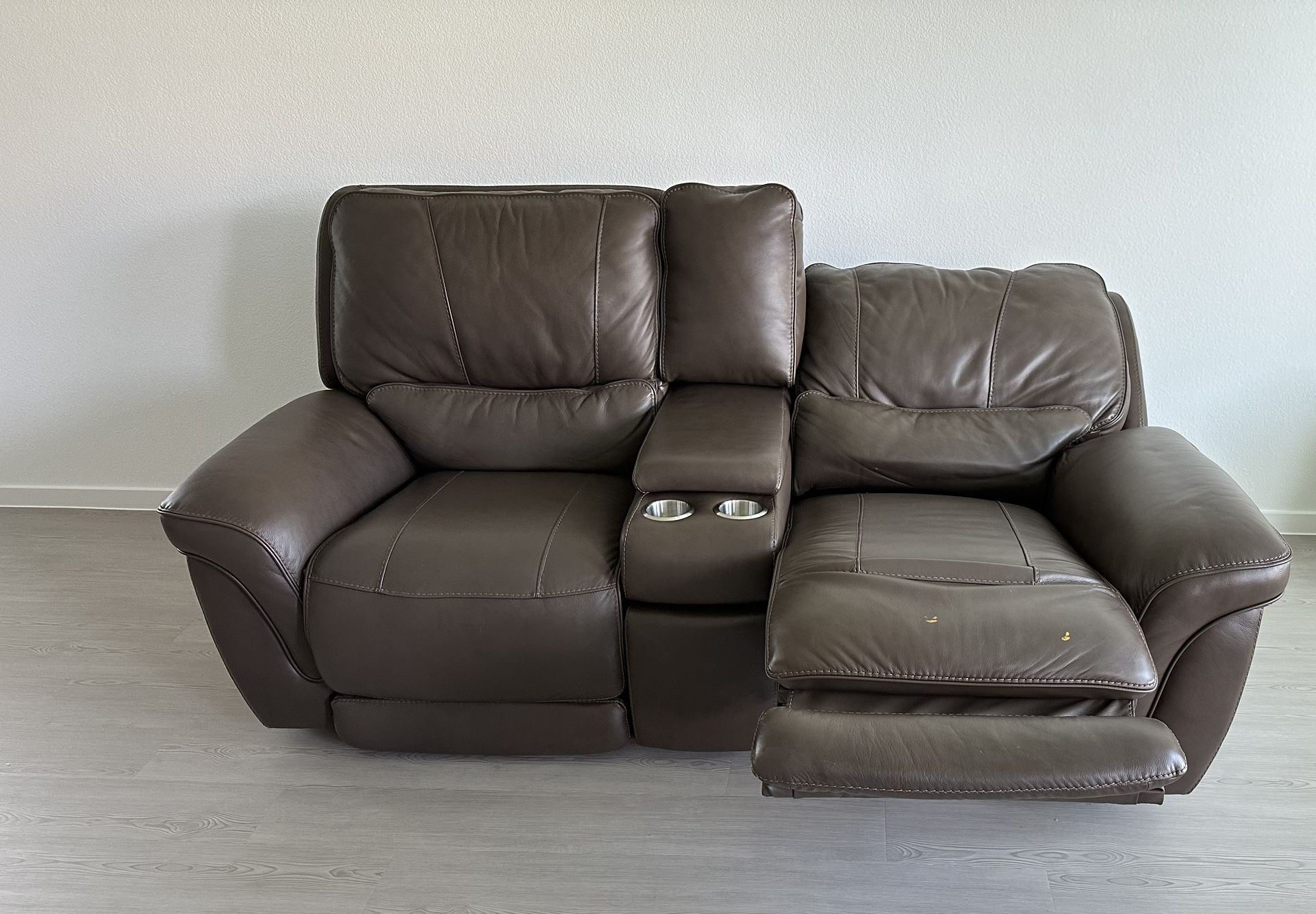 Leather Brown Grayish Recliner  Couch 