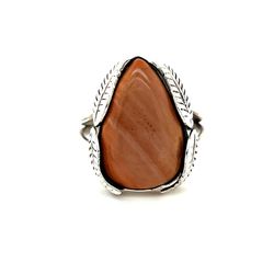 Silver 925 Brown Stone Leaf Ring