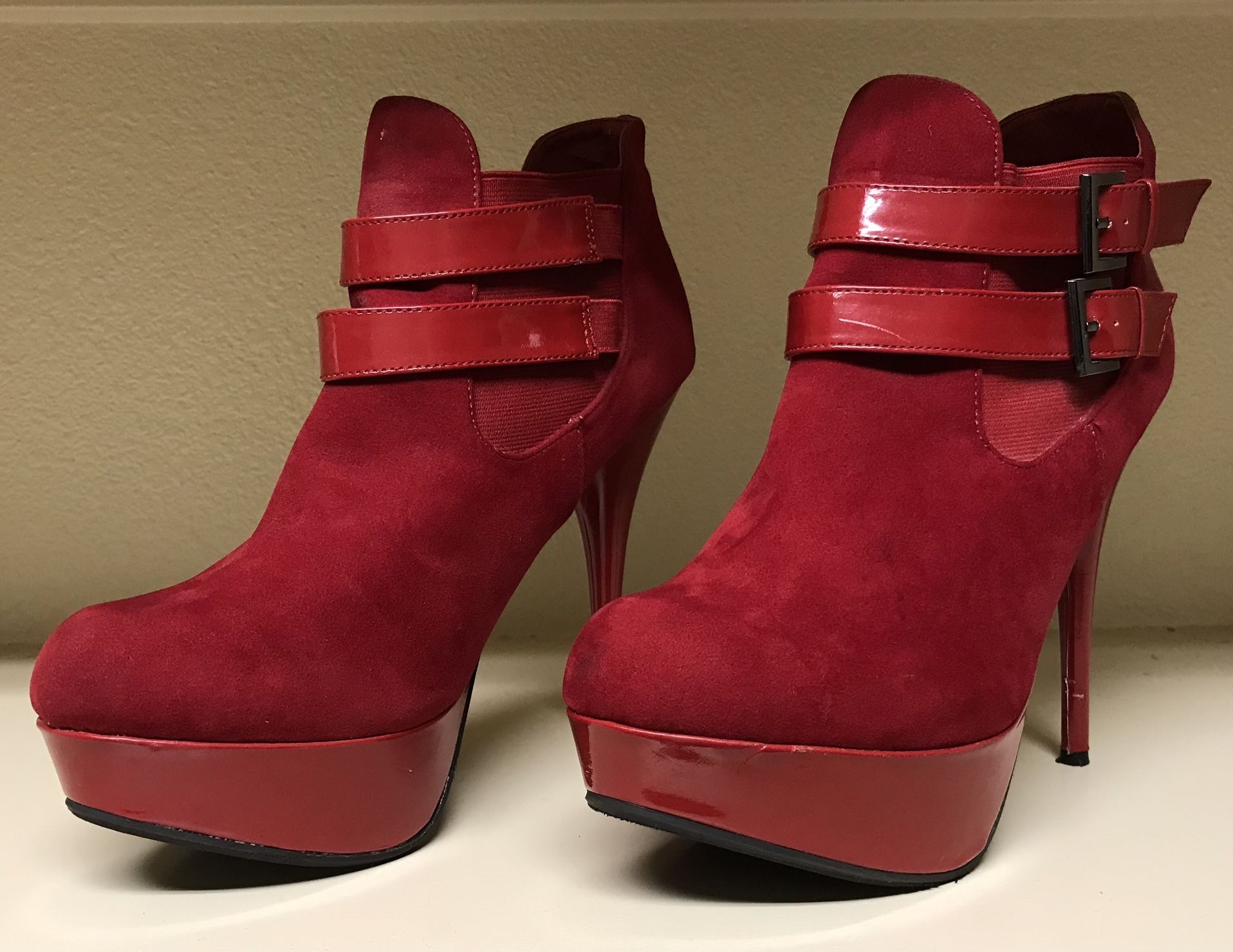 Faux Suede Red stilettos
