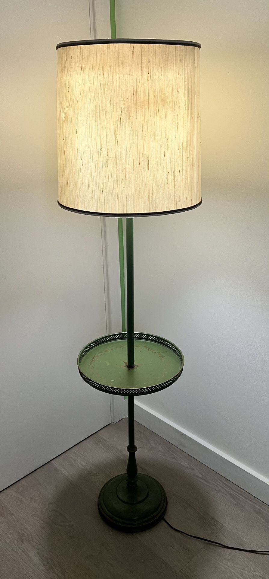 Vintage Mid Century Modern Green Floor Table/ Lamp