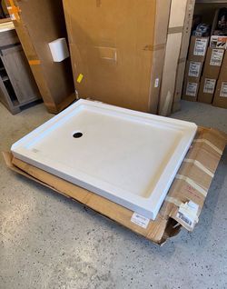 48”X36” Shower Corner Base Left Drain In White