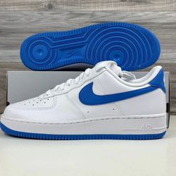 NIKE Men Air Force 1 '07 White Photo Blue FJ4146 103 - Size 1 2 men's 
Brand new with box no lid
100 percent authentic 
Ship the same business day
