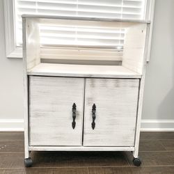 Cute White Oak Wood Mylti Shelve / Cabinet with wheels