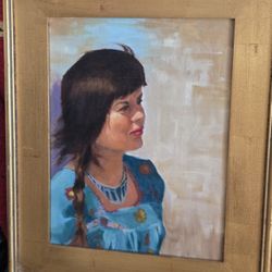 Little Sparrow Original Acrylic On Canvas 16 X 19.5" Framed With The Price Of $475 on The Back