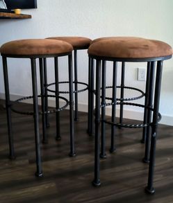 Iron and Suede New Barstools