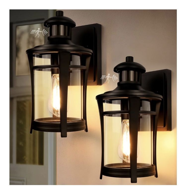 2-Pack Motion Sensor Outdoor Lights, Dusk to Dawn Porch Lights