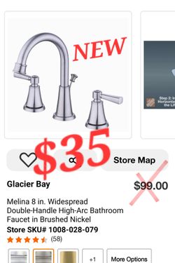 NEW Glacier Bay Melina 8" Widespread Bathroom Faucet – Brushed Nickel