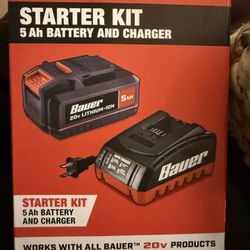 BRAND NEW BAUER 20V 5.0Ah Battery + Charger Starter Kit (SEALED)