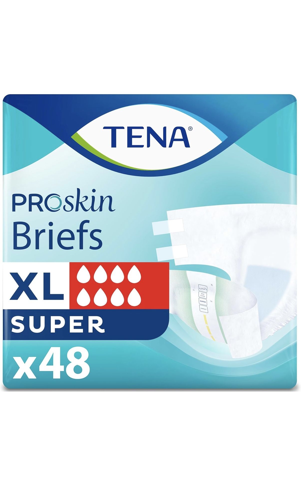 TENA ProSkin Unisex Adult Diapers with Tabs, Maximum Absorbency, X-Large, 48 ct