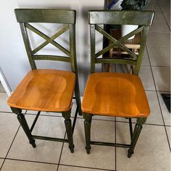 2 Wooden Counter Height Chairs